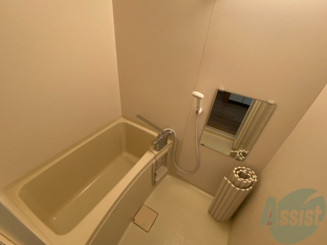 バス・シャワールーム　白くきれいな浴室です、シンプルで使い易い作りになっています