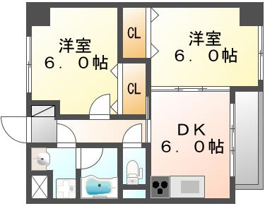 ＪＲ宇野線 大元駅 徒歩15分 6階建 築14年の間取り写真