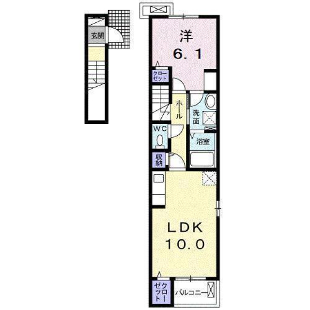 松山市北斎院町のアパートの間取り