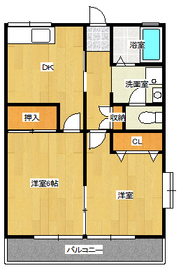 郡山市大槻町のアパートの間取り