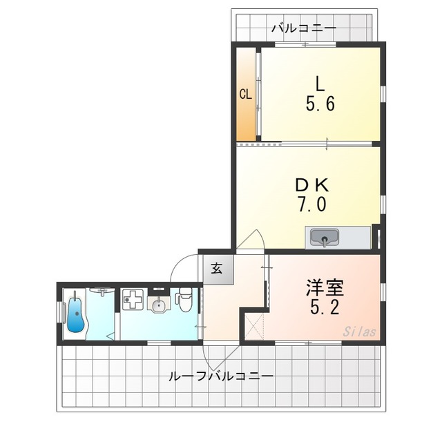 京都市北区大将軍一条町のマンションの間取り