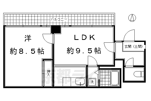 【京都市下京区西新屋敷太夫町のマンションの間取り】