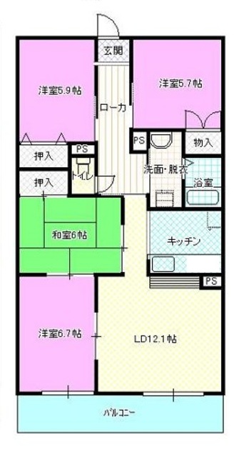 第五西垣ハイツの間取り