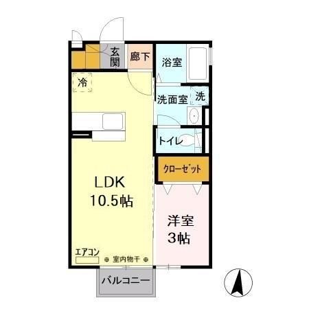 那珂市竹ノ内のアパートの間取り