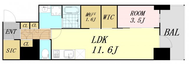 コンフォリア・リヴ北久宝寺Qの間取り