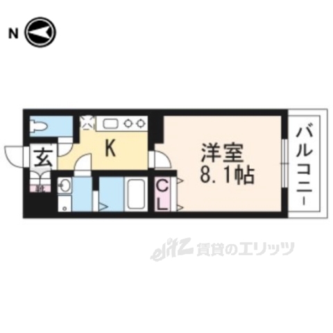 京都市南区唐橋平垣町のマンションの間取り