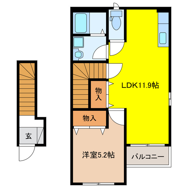 羽島郡岐南町徳田のアパートの間取り