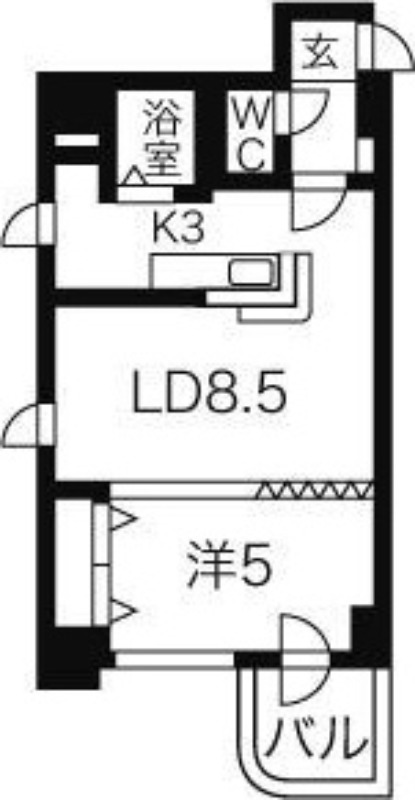 札幌市中央区南一条西のマンションの間取り