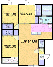 千歳市信濃のアパートの間取り