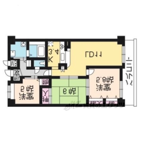 京都市伏見区醍醐鍵尾町のマンションの間取り