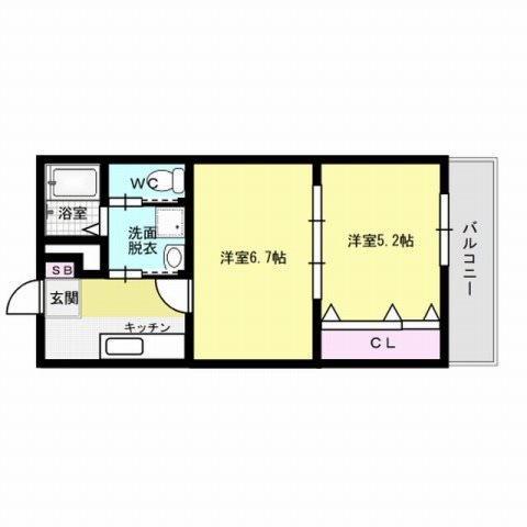 福岡市城南区友丘のアパートの間取り