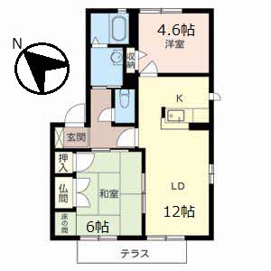 貝塚市堀のアパートの間取り