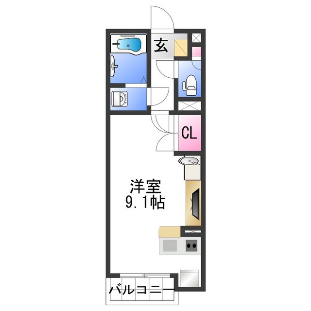 和歌山市三葛のアパートの間取り