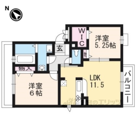 京都市北区紫野西蓮台野町のアパートの間取り