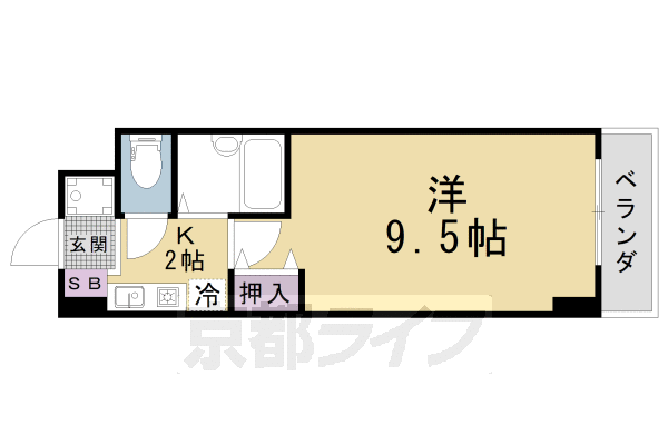 京都市山科区椥辻草海道町のマンションの間取り