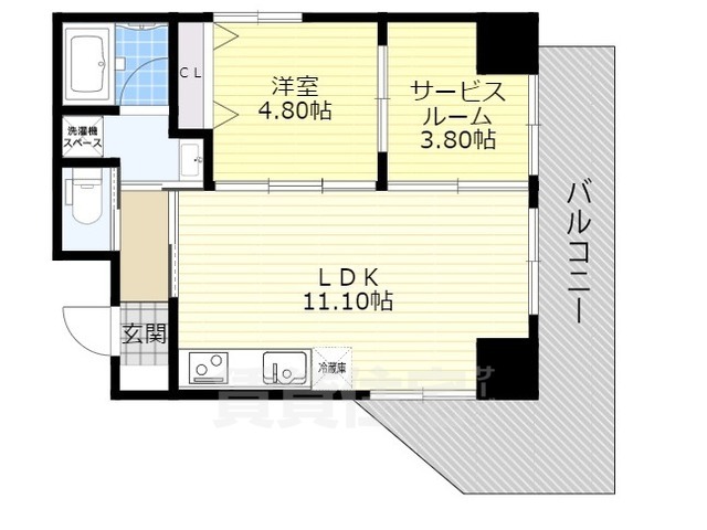 京都市山科区東野舞台町のマンションの間取り