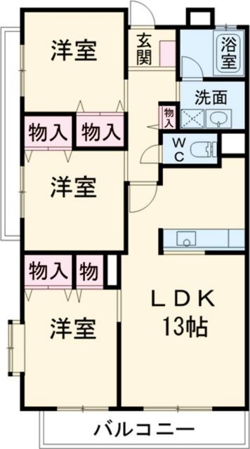 静岡県菊川市加茂の賃貸マンションの間取り