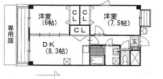 岡山市北区中島田町のマンションの間取り