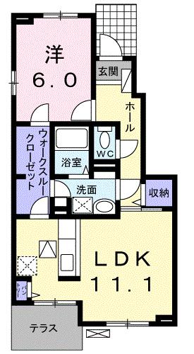 西条市朔日市のアパートの間取り