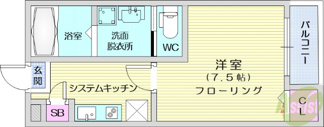 仙台市若林区大和町のアパートの間取り