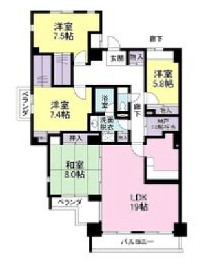 大阪市城東区成育のマンションの間取り