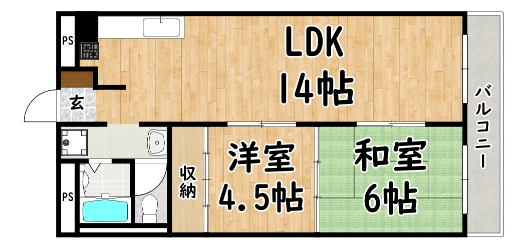 大阪市平野区平野馬場のマンションの間取り