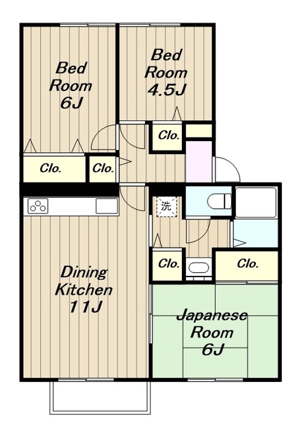 【海老名市中河内のアパートの間取り】