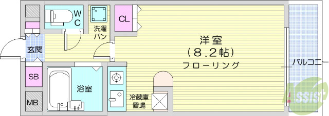 仙台市青葉区川内大工町のマンションの間取り