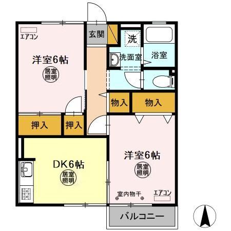 ひたちなか市大字中根のアパートの間取り