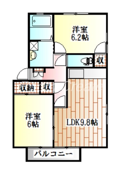 板野郡藍住町富吉のアパートの間取り