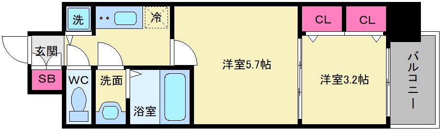 大阪市浪速区日本橋のマンションの間取り