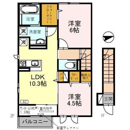 砺波市鍋島のアパートの間取り