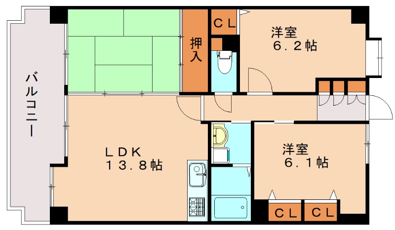 福岡市西区今宿東のマンションの間取り