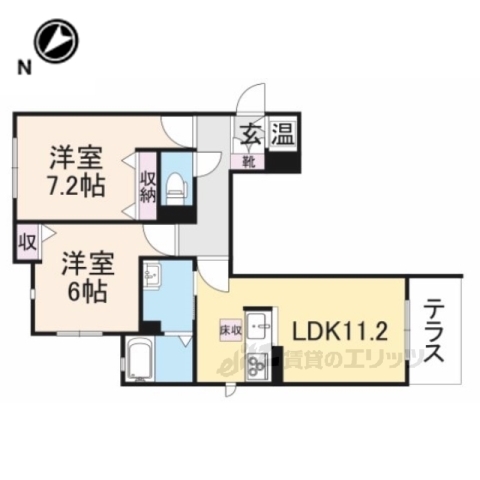 【奈良市佐保台西町のマンションの間取り】