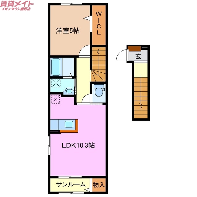 員弁郡東員町大字山田のアパートの間取り