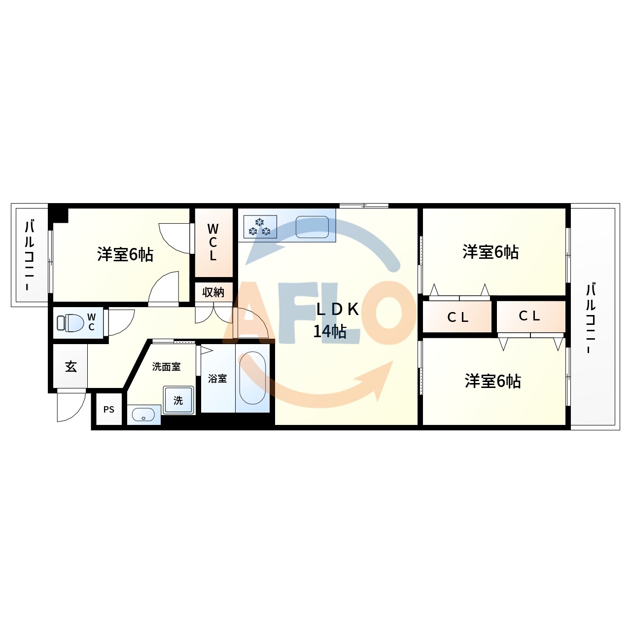 大阪市港区築港のマンションの間取り