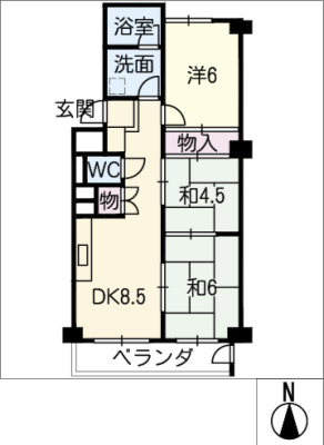 鳴海グランドハイツＤ棟の間取り