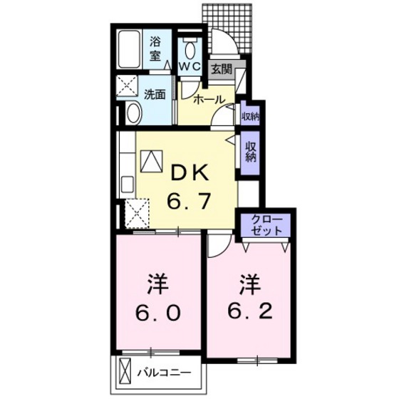 広島市東区福田のアパートの間取り