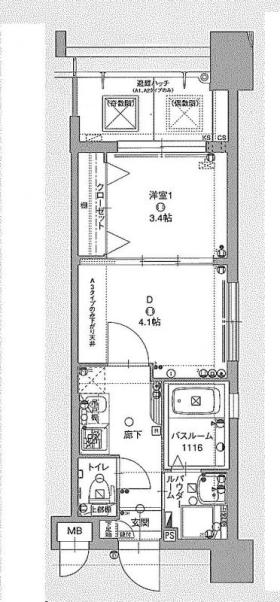 福岡市中央区赤坂のマンションの間取り