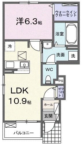 各務原市鵜沼羽場町のアパートの間取り