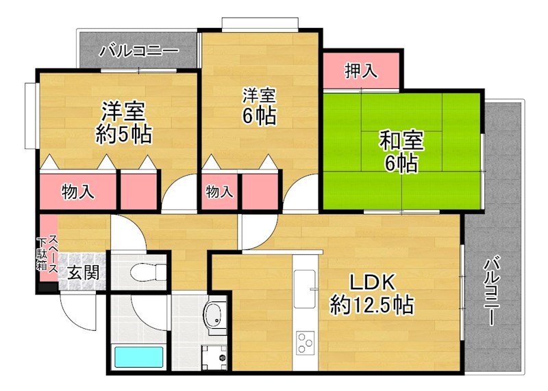 ハイコーポ長尾Ａ棟の間取り