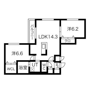 【札幌市白石区菊水七条のマンションの間取り】