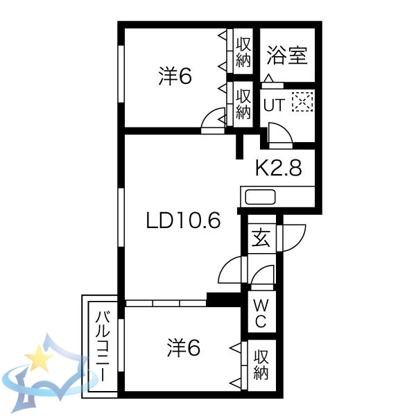 札幌市中央区南十九条西のマンションの間取り