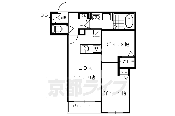 シャーメゾン花屋町の間取り