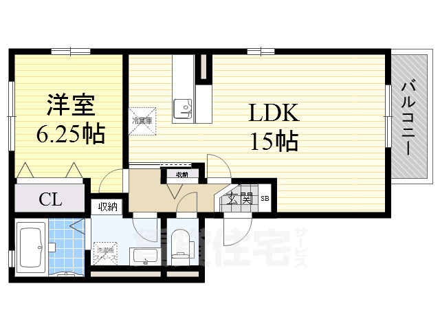 堺市北区黒土町のアパートの間取り