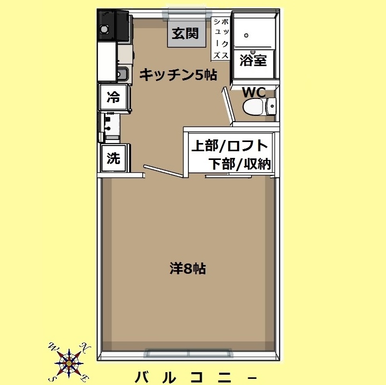 仙台市青葉区中山のアパートの間取り