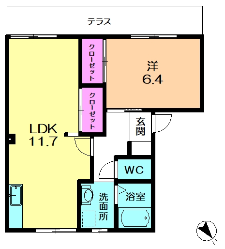 奈良市中山町のアパートの間取り