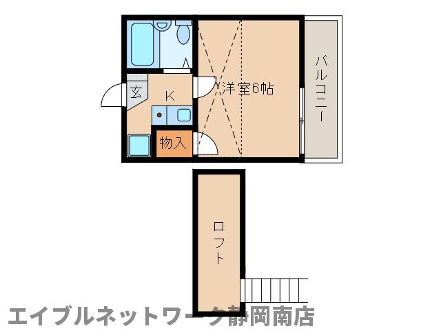 静岡市駿河区登呂のアパートの間取り