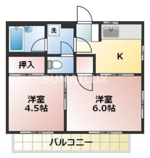 熊本市東区八反田のアパートの間取り