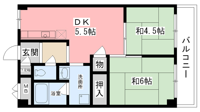 西宮市津門川町のマンションの間取り